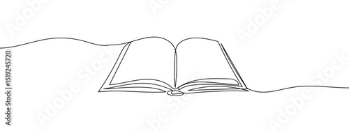 Continuous lines, unfolded book Line Art Vector Transparent Background Edit Stroke.