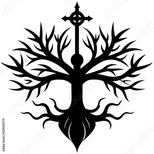 Celtic cross tree of life silhouette design