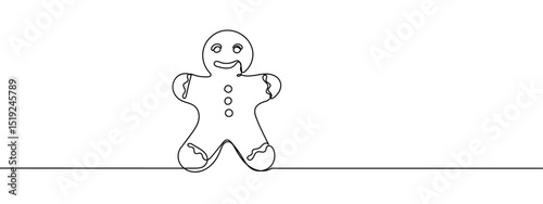 Gingerbread man Line Art Vector Transparent Background Edit Stroke.