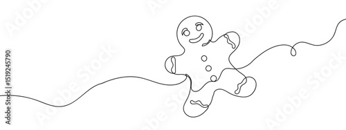 Gingerbread man Line Art Vector Transparent Background Edit Stroke.