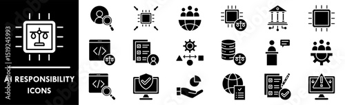 AI Responsibility icon collection set. Containing design law, artificial, ai, digital, technology