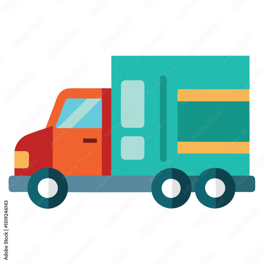 Fototapeta premium A colorful illustration of a large truck driving on the road