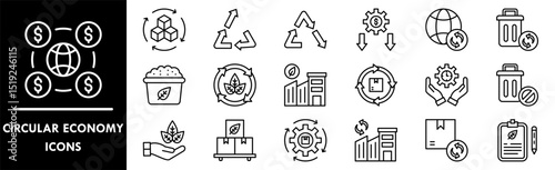 Circular Economy icon collection set. Containing design sustainable, green, economy, environmental, circular