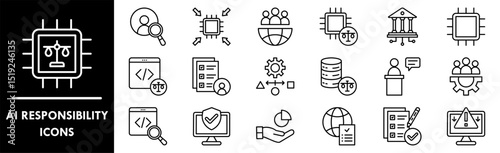 AI Responsibility icon collection set. Containing design law, artificial, ai, digital, technology