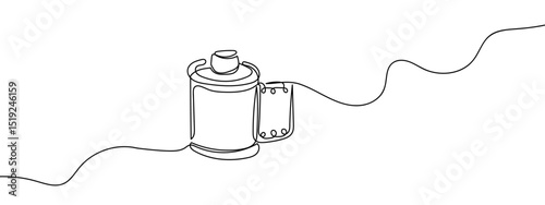 Continuous line Film for film cameras Line Art Vector Transparent Background Edit Stroke.