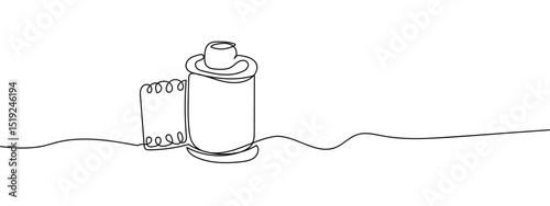 Continuous line Film for film cameras Line Art Vector Transparent Background Edit Stroke.