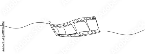 continuous line, film Line Art Vector Transparent Background Edit Stroke.