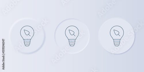 Grey Light bulb with leaf icon isolated on grey background. Eco energy concept. Alternative energy concept. Set icons in square buttons. Vector