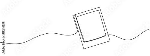 Continuous line, Polaroid shape Line Art Vector Transparent Background Edit Stroke.