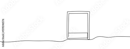 Continuous line, Polaroid shape Line Art Vector Transparent Background Edit Stroke.