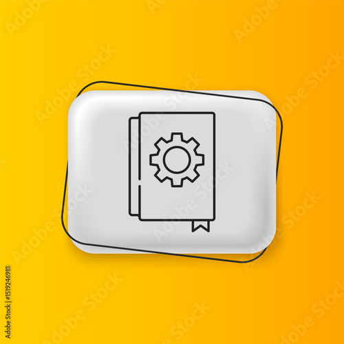 Black User manual icon isolated on yellow background. User guide book. Instruction sign. Read before use. Silver rectangle button. Vector