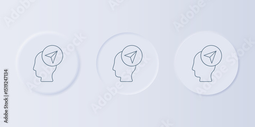 Grey Map marker with a silhouette of a person icon isolated on grey background. GPS location symbol. Set icons in square buttons. Vector