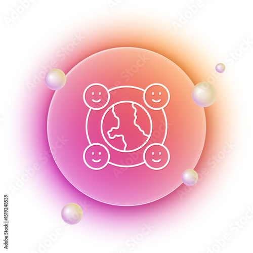 White International community icon isolated on white background. Worldwide community. Cross cultural communication. Making friends worldwide. Orange and pink gradient circle background. Vector