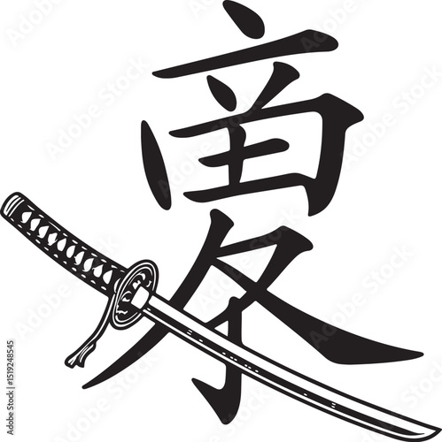 Samurai Vector Illustration, Sketch Drawing Line Linear Symbol Icon Engraving Coloring Book, Hand-drawn Black and White Isolated
