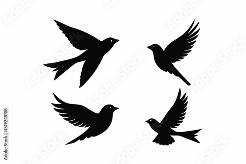 Flying Birds Silhouette Vector Collection Design