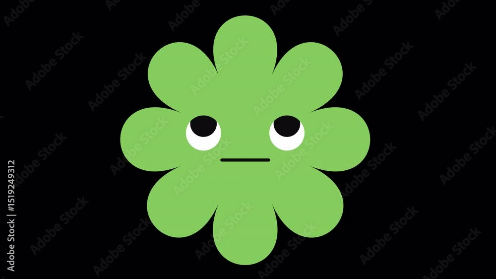 Deadpan green flower cartoon animation loop