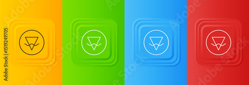White Earth element of the symbol alchemy icon isolated on colorful background. Basic mystic elements. Set icons in square buttons. Vector