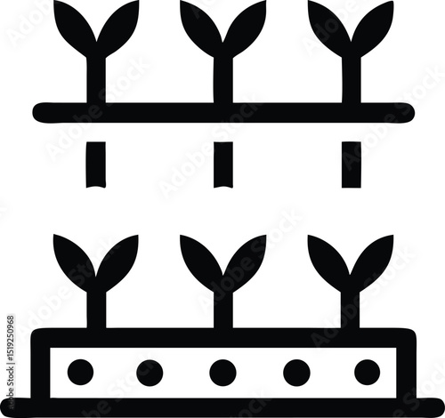 Black silhouette design depicting a vertical farm module in modern agriculture concept