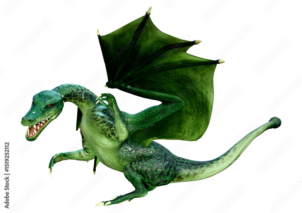 Fototapeta premium 3D Rendering Fairy Tale Dragon on White