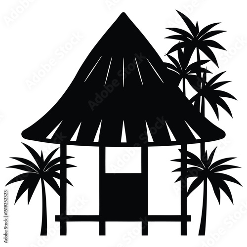 Bamboo Hut Silhouette Vector Art