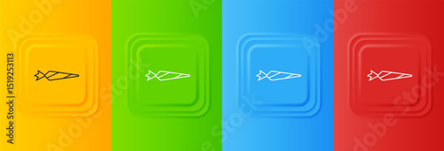 White Marijuana joint, spliff icon isolated on colorful background. Cigarette with drug, marijuana cigarette rolled. Set icons in square buttons. Vector