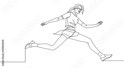 running woman in dynamic pose