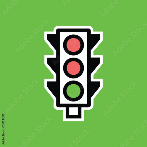 Simple vector illustration of a traffic light signal indicating stop and go