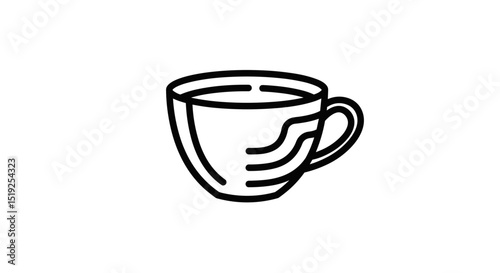 Simple line art coffee cup on a minimalist background  