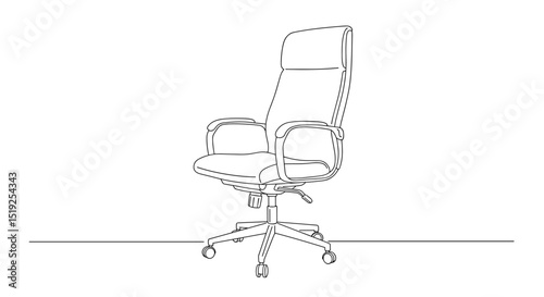 Ergonomic office chair with wheels and adjustable features in outline  
