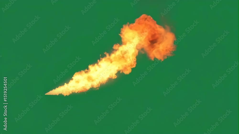 Realistic fire explosion effect on green screen
