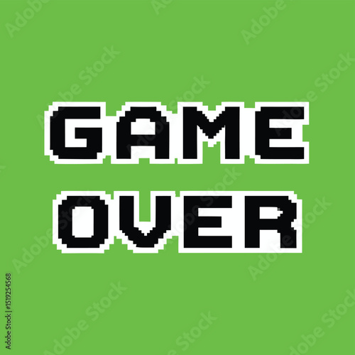 Pixelated game over text on transparent background suitable for gaming projects