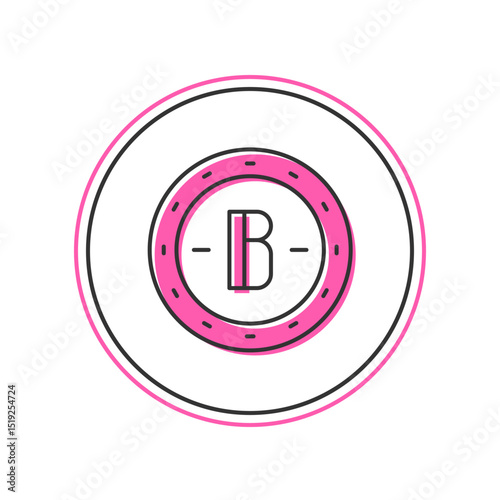 Filled outline Cryptocurrency coin Bitcoin icon isolated on white background. Physical bit coin. Blockchain based secure crypto currency. Vector