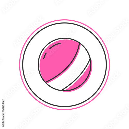 Filled outline Beach ball icon isolated on white background. Children toy. Vector