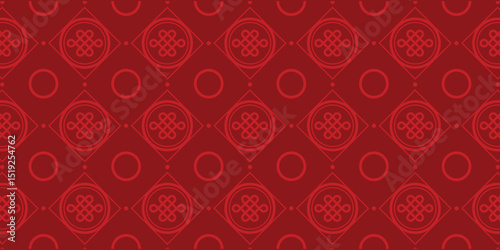 Happy Chinese new year pattern seamless vector. Wallpaper with chinese pattern on red background. Modern luxury oriental illustration for cover, banner, website, decor.