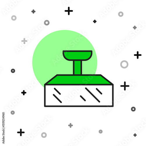 Filled outline Studio light bulb in softbox icon isolated on white background. Shadow reflection design. Vector