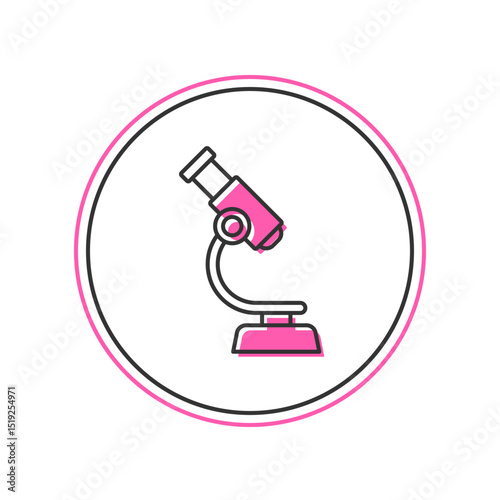 Filled outline Microscope icon isolated on white background. Chemistry, pharmaceutical instrument, microbiology magnifying tool. Vector