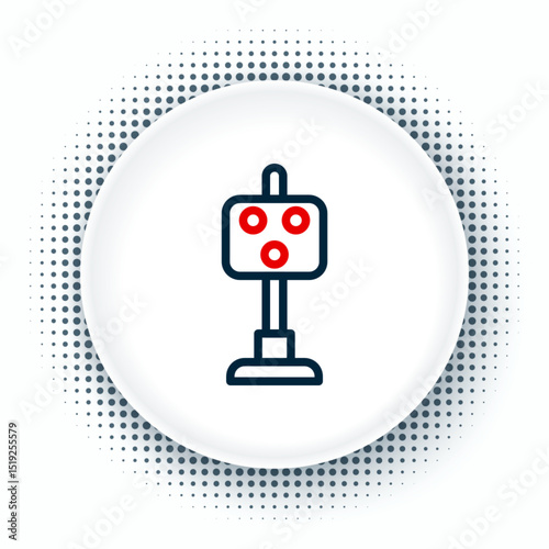 Line Train traffic light icon isolated on white background. Traffic lights for the railway to regulate the movement of trains. Colorful outline concept. Vector