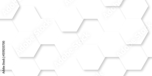 White hexagonal geometric hexagon polygonal pattern background. seamless bright white web cell and triangle abstract honeycomb background. white and gray backdrop wallpaper.