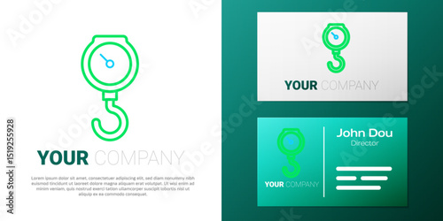 Line Hand scale spring mechanical icon isolated on white background. Colorful outline concept. Vector