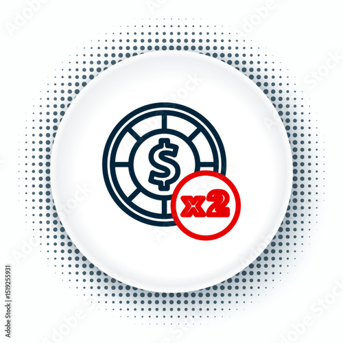 Line Casino chips icon isolated on white background. Casino gambling. Colorful outline concept. Vector