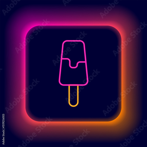 Glowing neon line Ice cream icon isolated on black background. Sweet symbol. Colorful outline concept. Vector