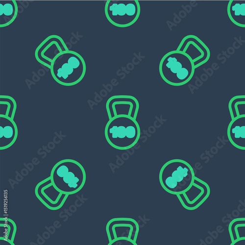 Line Weight icon isolated seamless pattern on blue background. Kilogram weight block for weight lifting and scale. Mass symbol. Vector