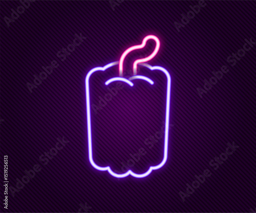 Glowing neon line Bell pepper or sweet capsicum icon isolated on black background. Colorful outline concept. Vector