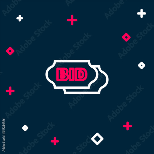 Line Bid icon isolated on blue background. Auction bidding. Sale and buyers. Colorful outline concept. Vector