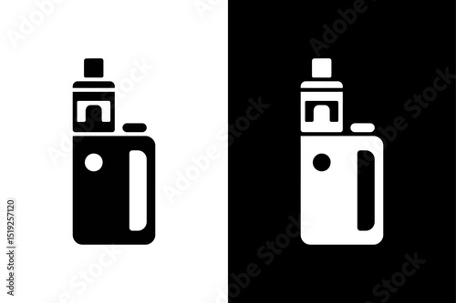 Editable Vape Icon Vector Electronic Cigarette Silhouette in Black & White.