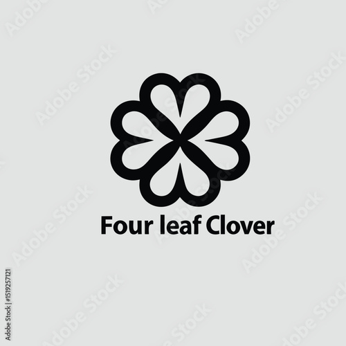 Elegant black four leaf clover symbol isolated with transparency for various design applications
