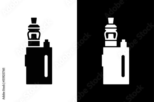 Editable Vape Icon Vector Electronic Cigarette Silhouette in Black & White.