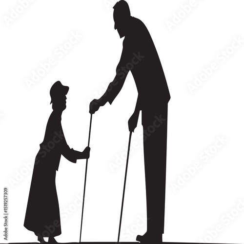 Elderly Person with Cane Silhouette