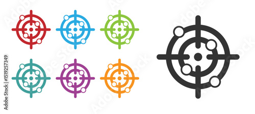 Black Target sport icon isolated on white background. Clean target with numbers for shooting range or shooting. Set icons colorful. Vector