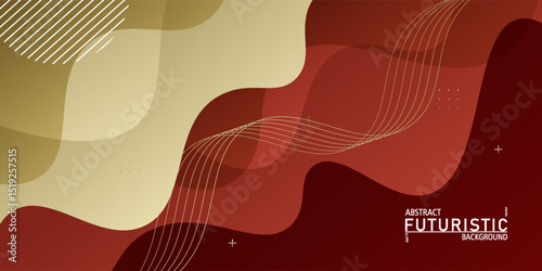 Abstract futuristic brown liquid waves on red background. Trendy flag with wave pattern. Vector eps10